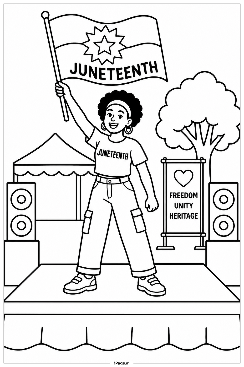 Juneteenth Gemeinschaftsbühne Ausmalseite