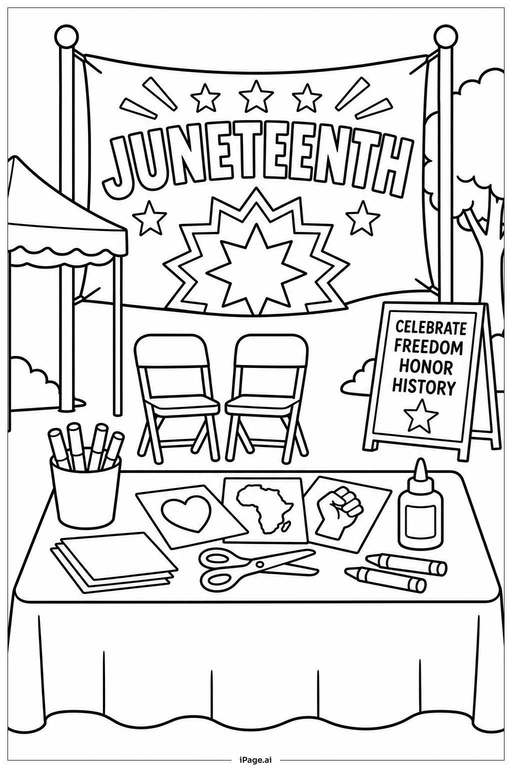 Juneteenth Craft Table Coloring Page