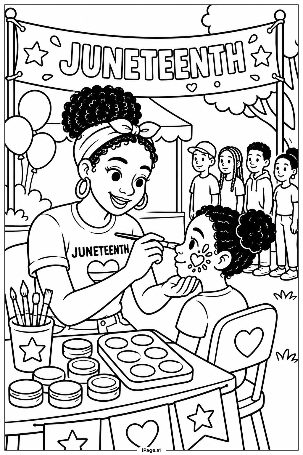 Juneteenth Face Painting Booth Coloring Page