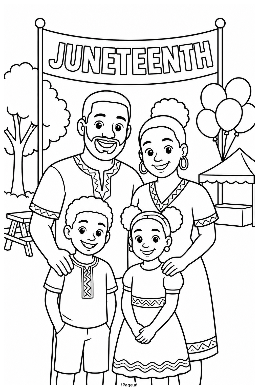 Juneteenth Family Photo Coloring Page