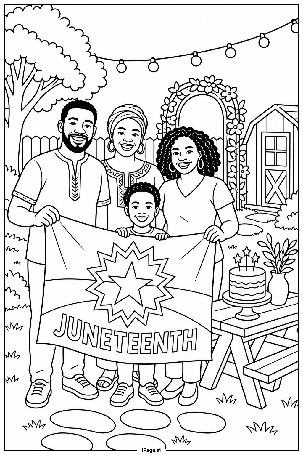 Page de coloriage Juneteenth Flag Family Gathering