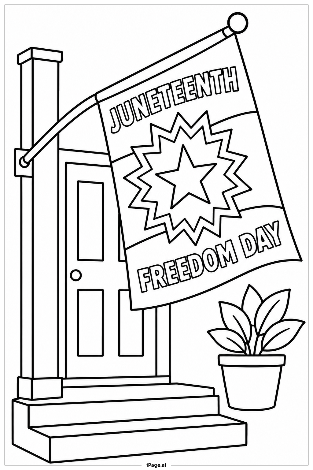 Drapeau Juneteenth sur le porche