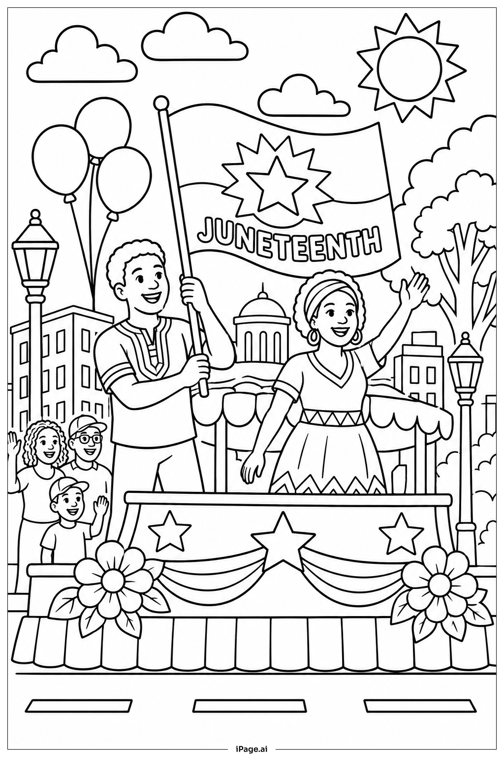 Juneteenth Flag Parade Float Ausmalseite