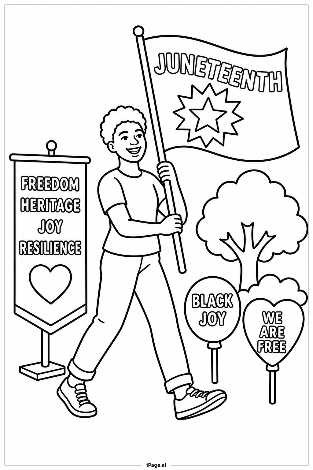 Juneteenth Freiheitsmarsch Ausmalseite