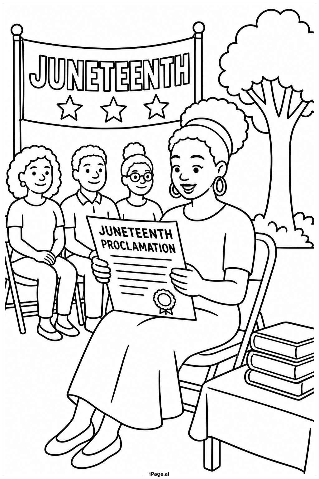 Página para colorear de Lectura Histórica de Juneteenth