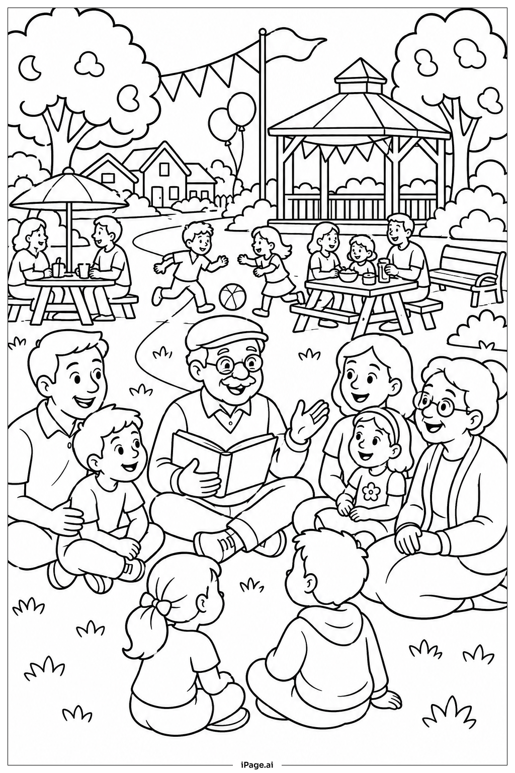 Juneteenth Multigenerational Gathering Coloring Page