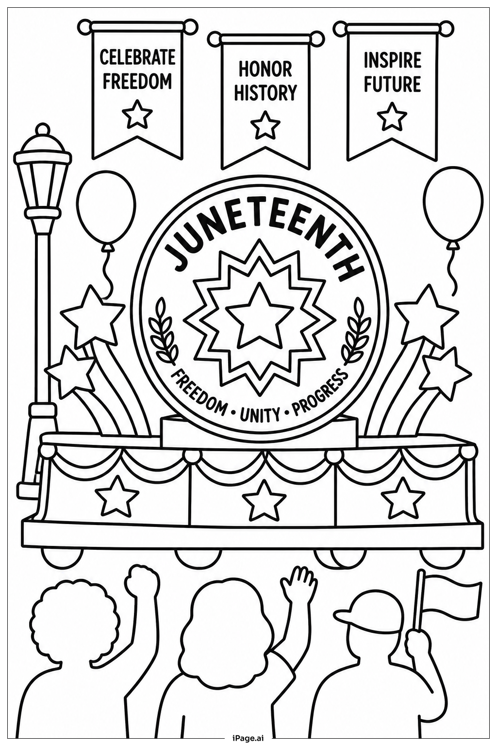 Juneteenth Parade Float Coloring Page