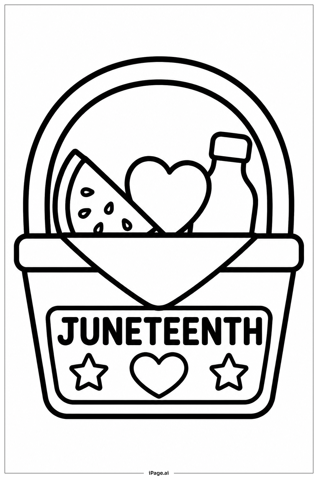  Juneteenth Picnic Basket Icon Coloring Page 