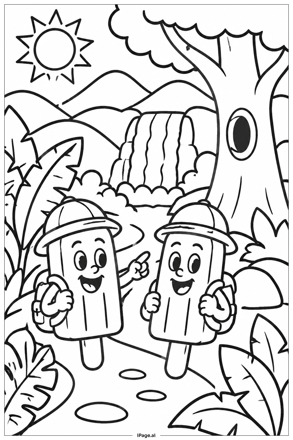 Jungle Popsicle Adventure Coloring Page