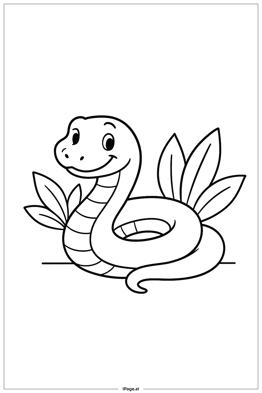  ジャングルの蛇が丸まっているの塗り絵ページ 