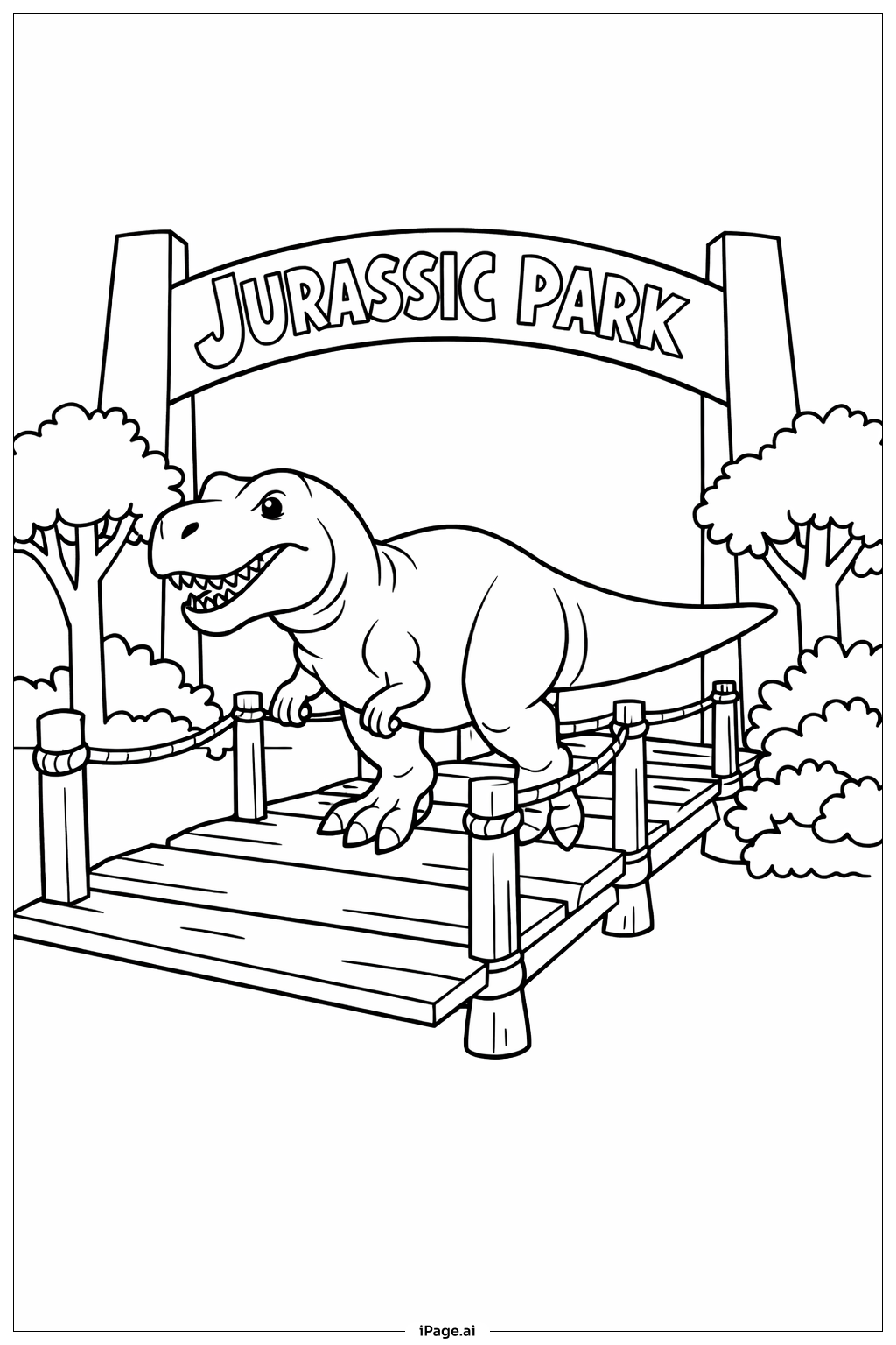  Jurassic Park Bridge Crossing Coloring Page 