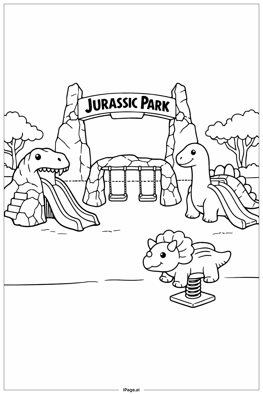  Jurassic Park Dino Playground Coloring Page 