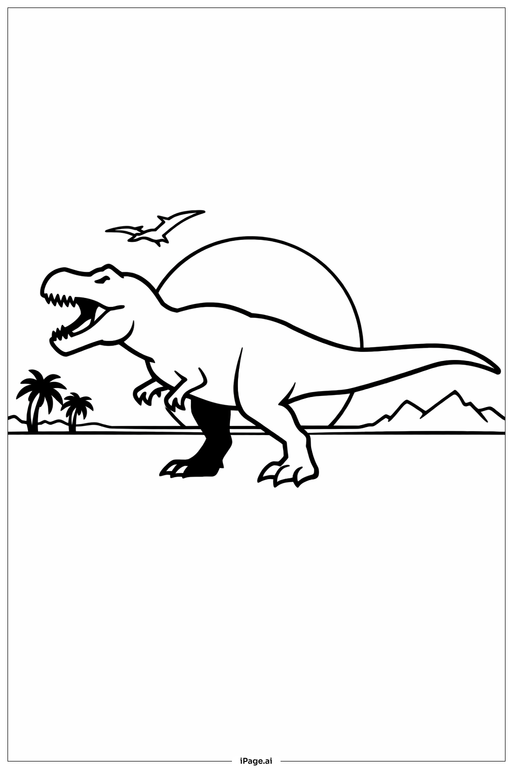  Jurassic Park Dino Silhouette Sunset Coloring Page 