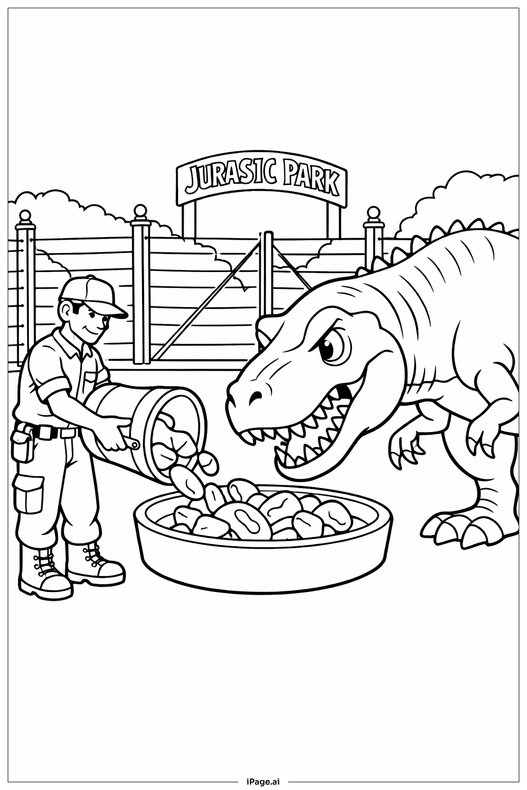  Jurassic Park Feeding Time Coloring Page 