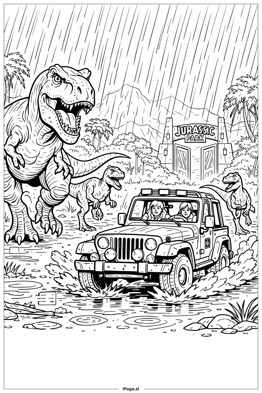 Jurassic Park Heavy Rain Escape