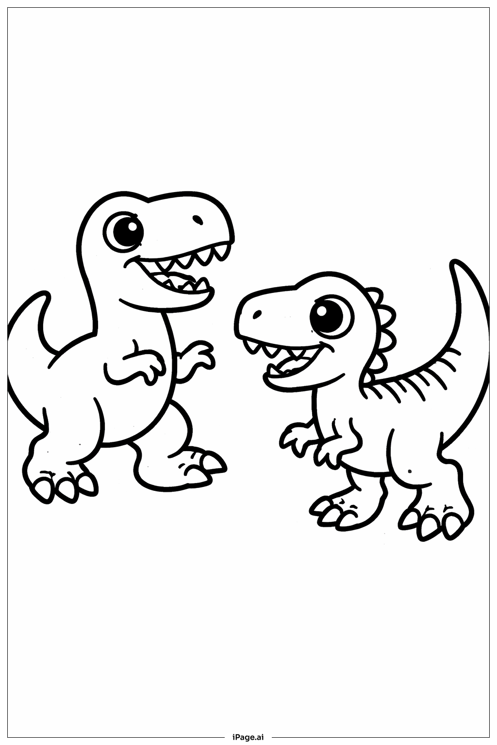  Jurassic Park Playful Dino Pair Coloring Page 