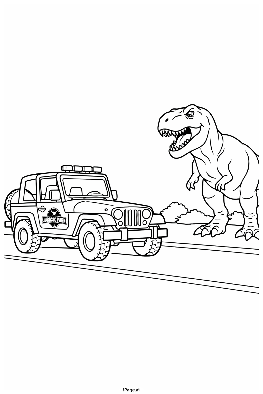  Jurassic Park Ranger Jeep Chase Coloring Page 