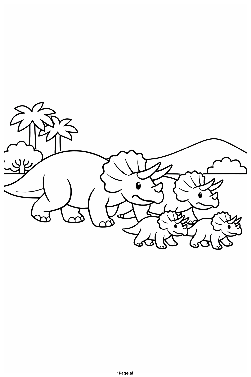  Jurassic Park Triceratops Family Walk Coloring Page 