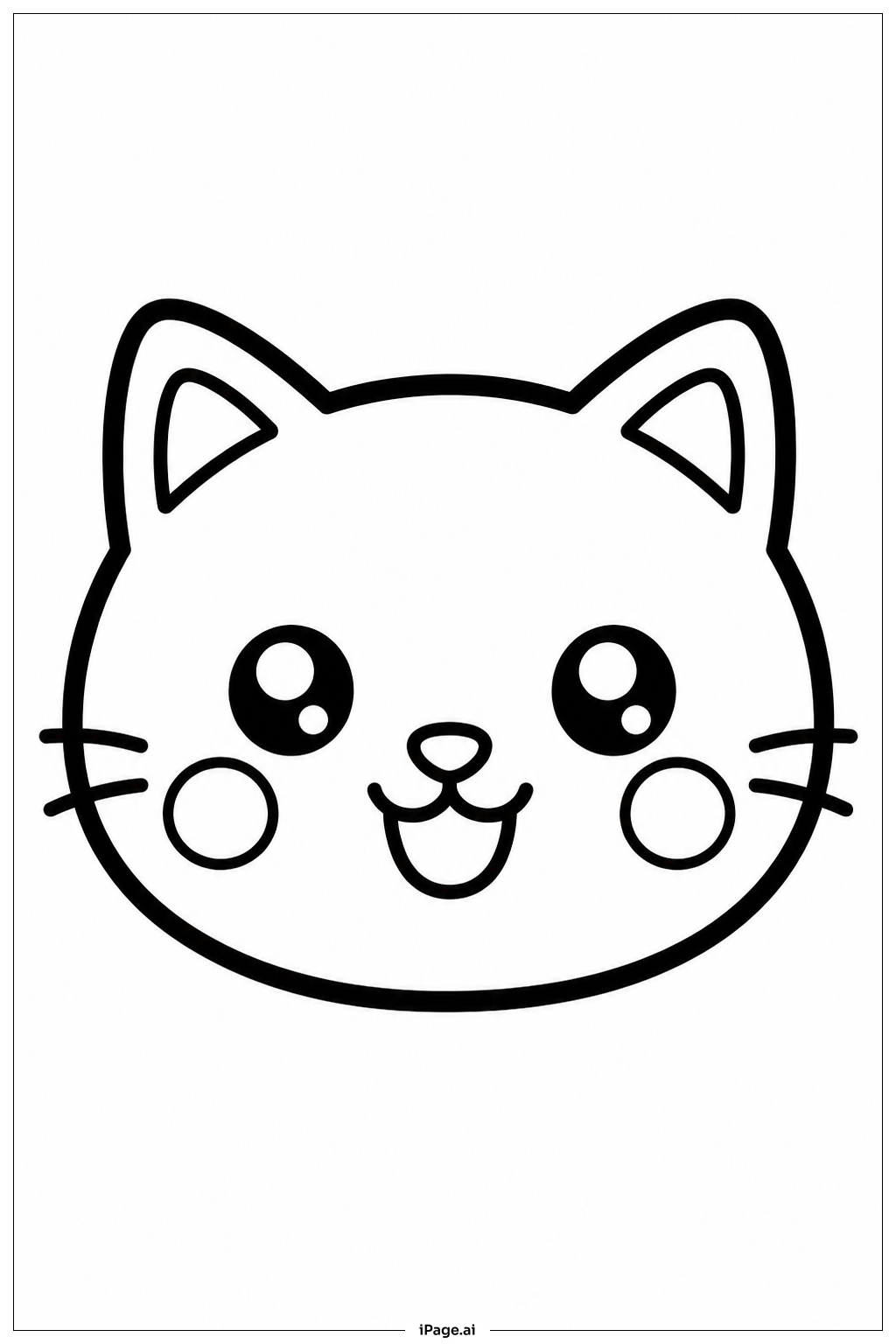 Kawaii Cat Face Coloring Page