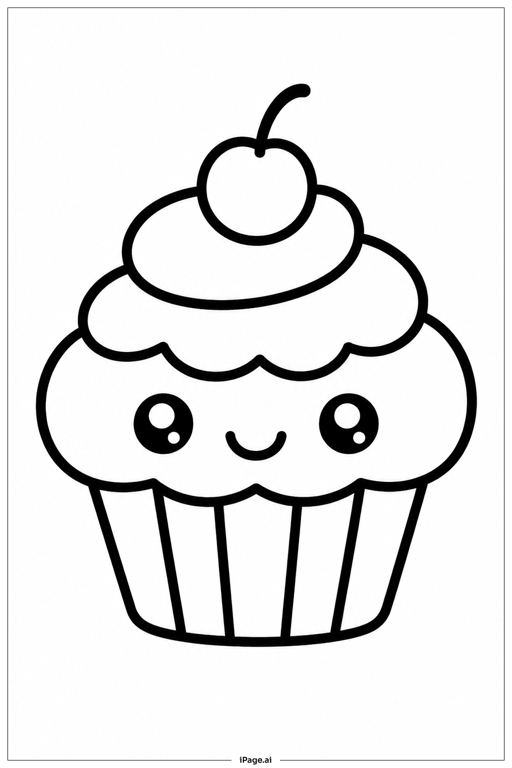 Kawaii Cupcake Coloring Page