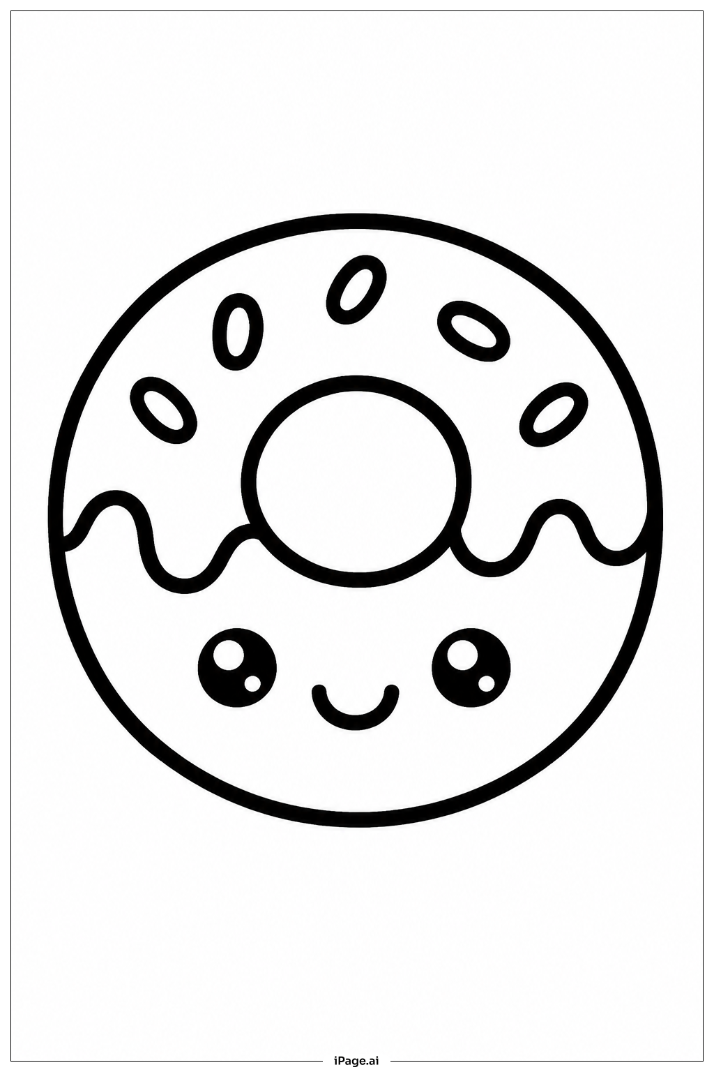 Kawaii Donut Coloring Page