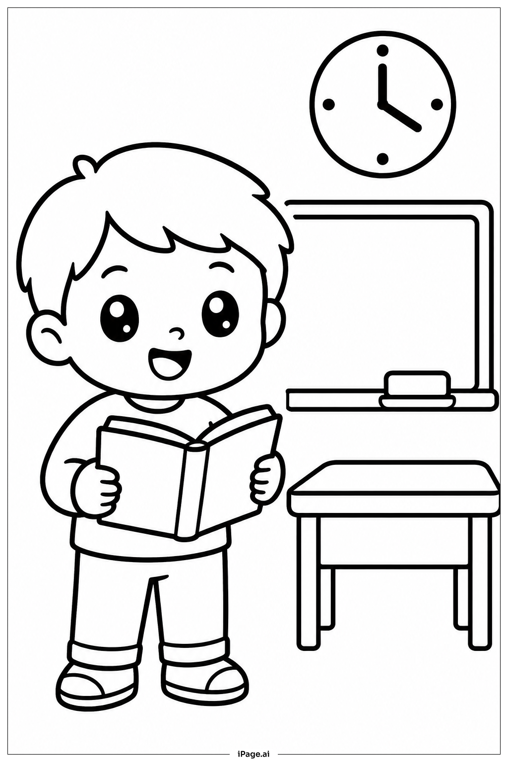 Kawaii Schultag Ausmalseite