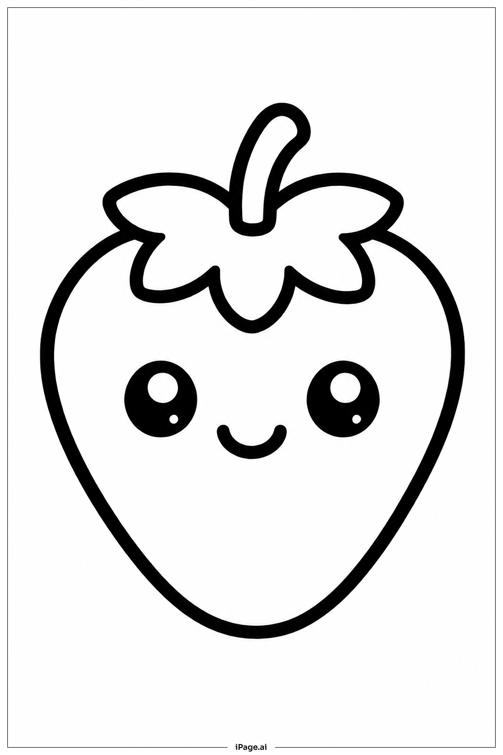 Kawaii Strawberry Coloring Page