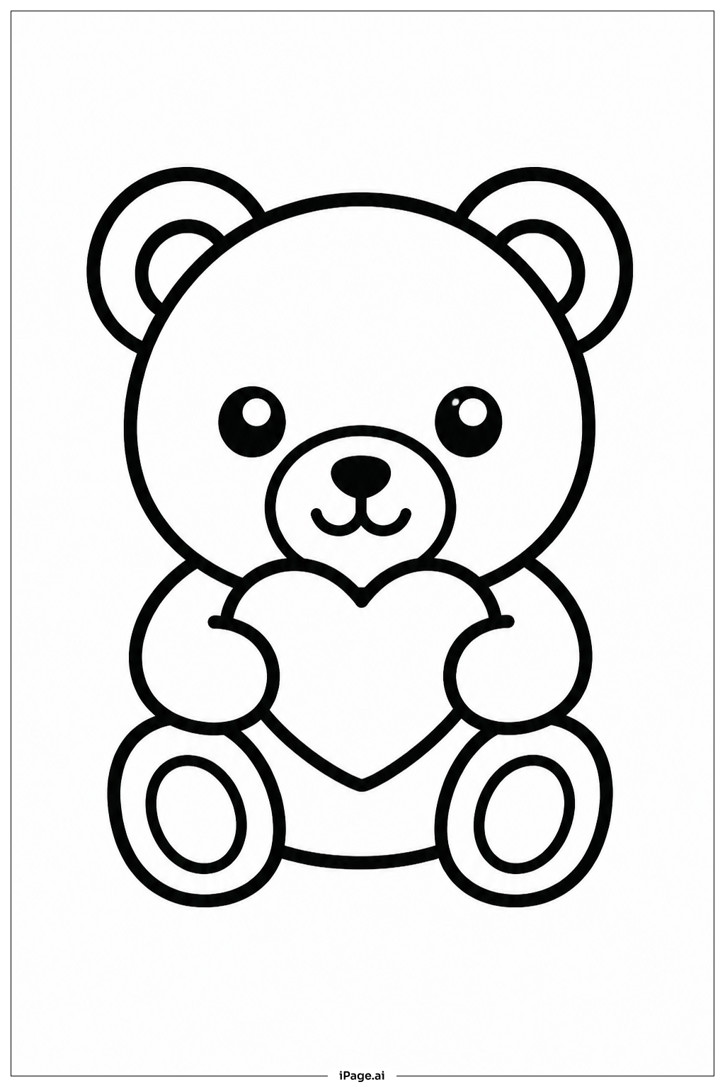 Kawaii Teddy Bear Coloring Page