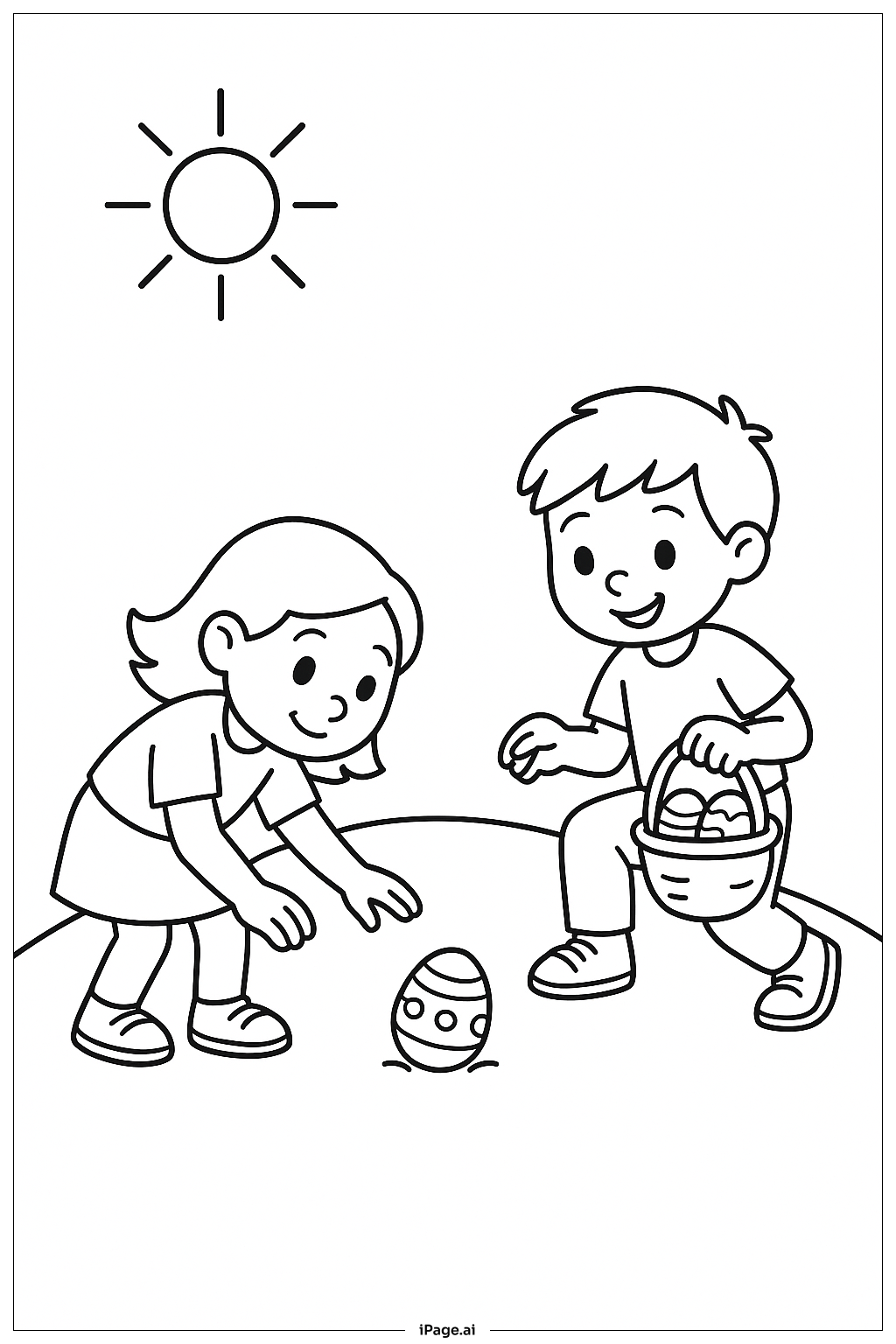  兒童尋蛋遊戲著色頁 