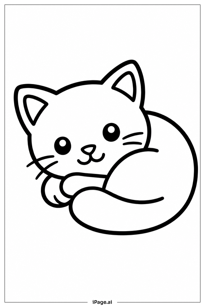 Kitten Curled Up Coloring Page