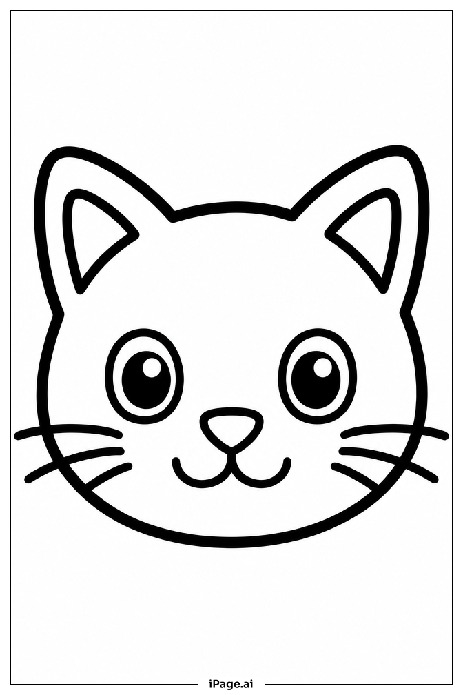 Kitten Face Closeup Coloring Page