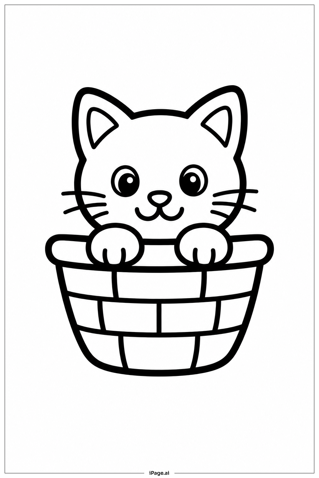 篮子里的小猫咪填色页