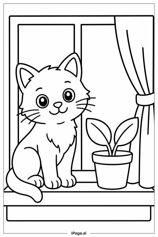 Gatinho no Parapeito da Janela