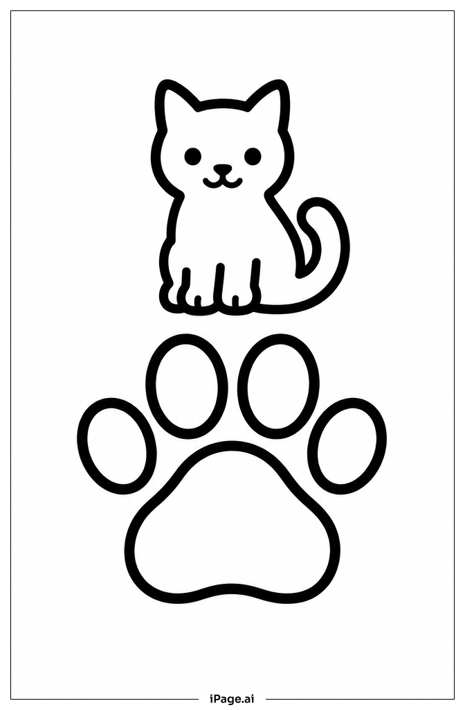 小猫爪印填色页