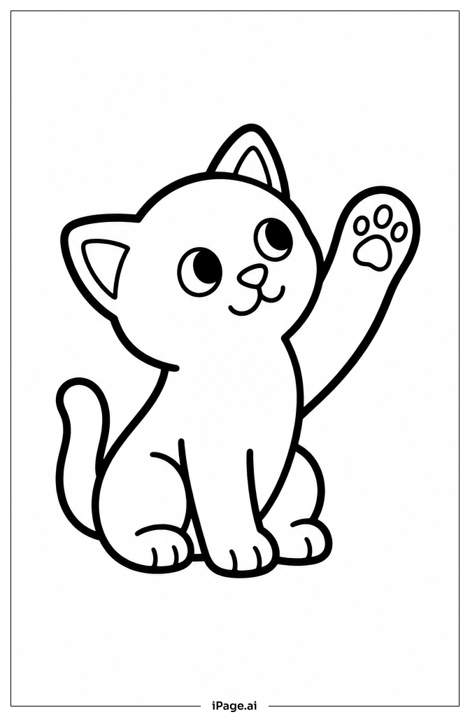 小猫伸爪填色页