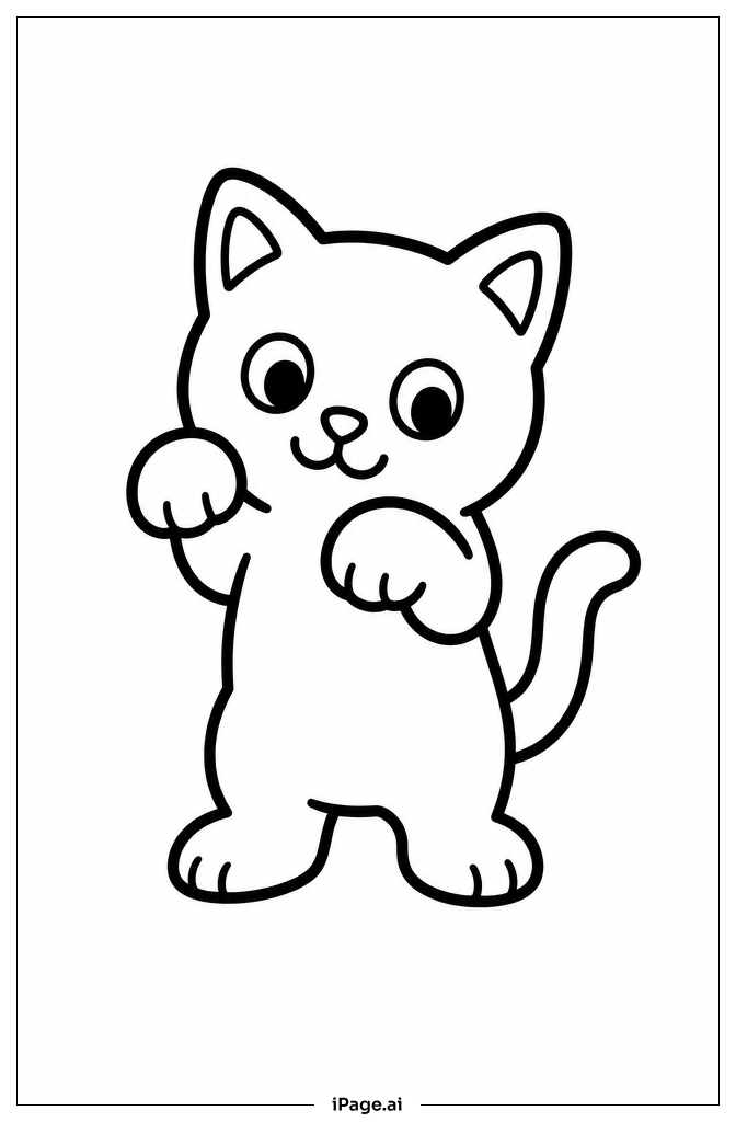 小猫站立填色页