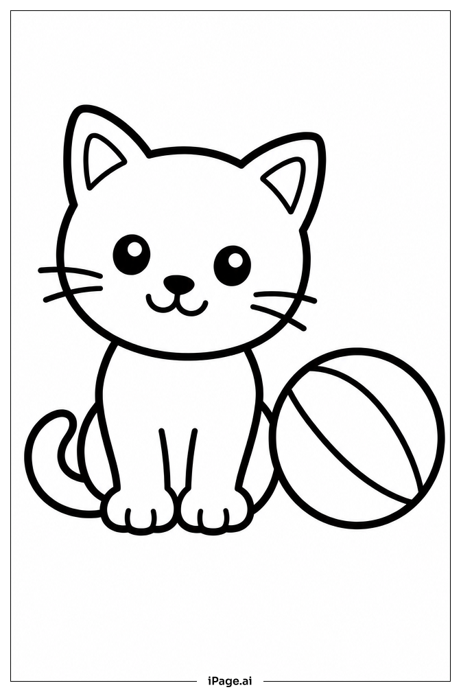 小猫与球填色页
