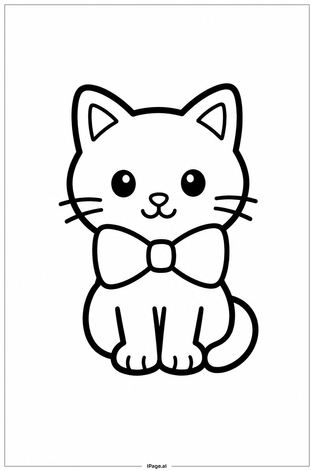 蝴蝶结小猫填色页