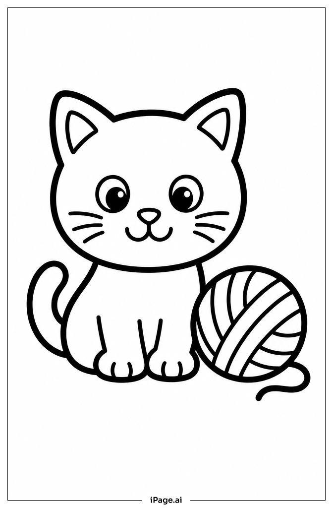 小猫咪与毛线球填色页