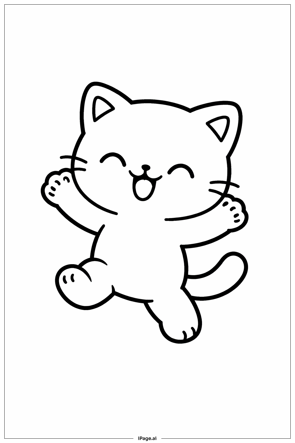 Kitty Cat Jumping Coloring Page