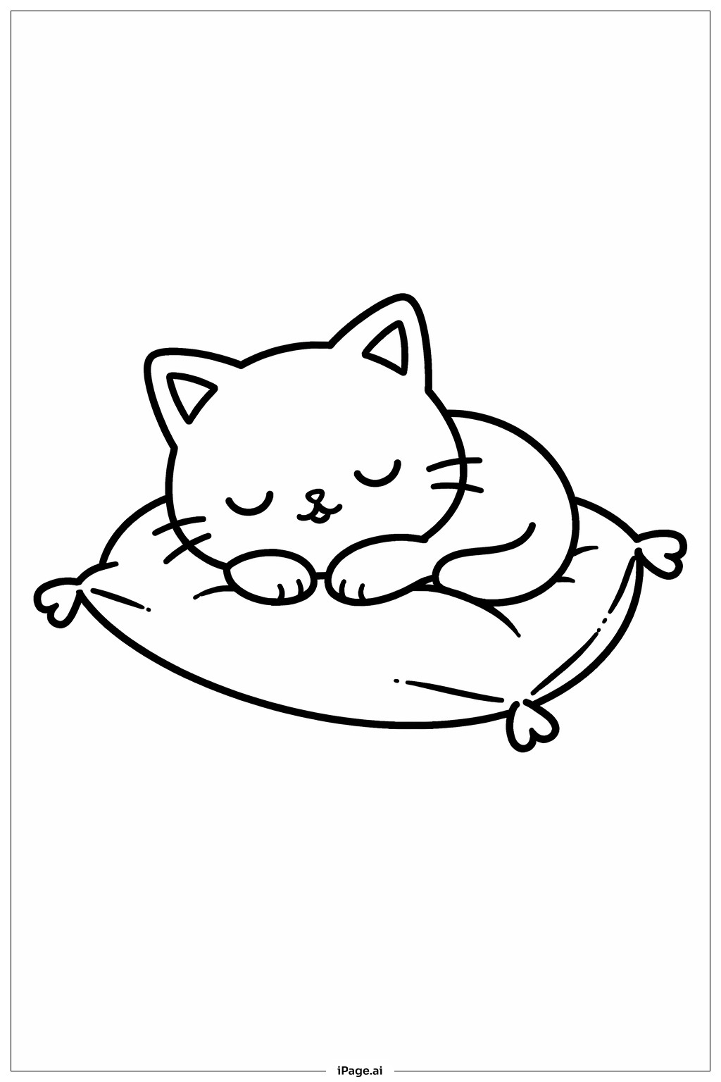 Kitty Cat On Pillow Coloring Page