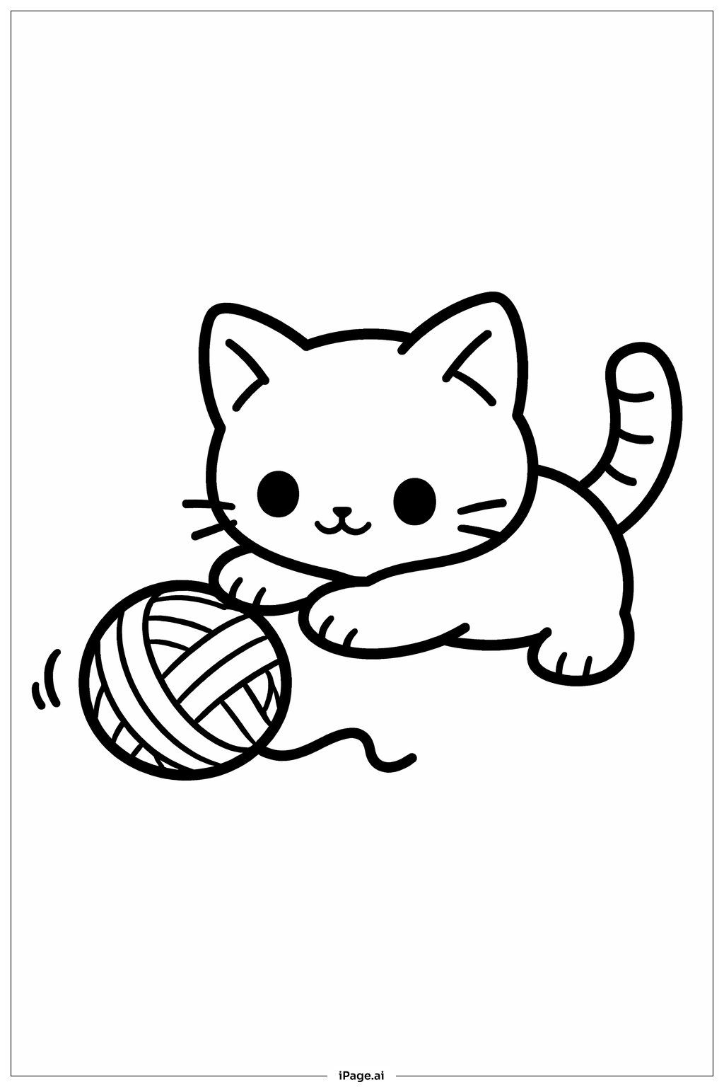 Kitty Cat Playing With Yarn Coloring Page