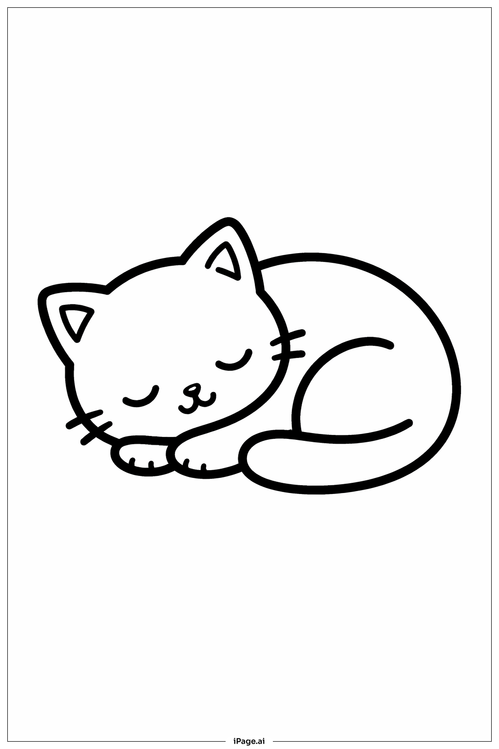 Kitty Cat Sleeping Coloring Page