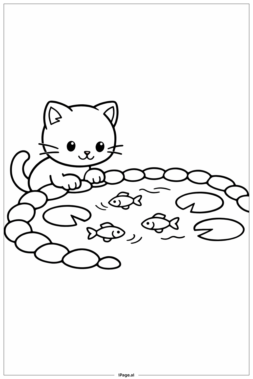 Kitty Cat Watching Fish Pond