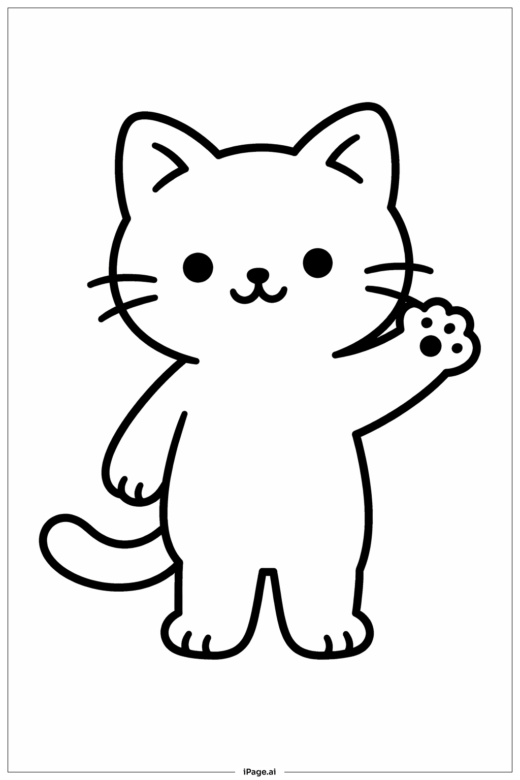 Kitty Cat Waving Paw Coloring Page