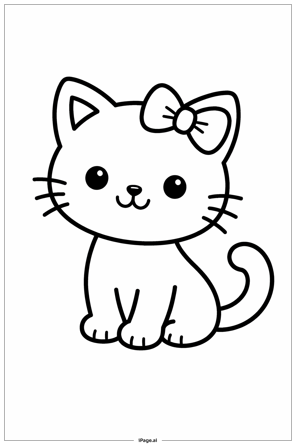 Kitty Cat With Bow Coloring Page