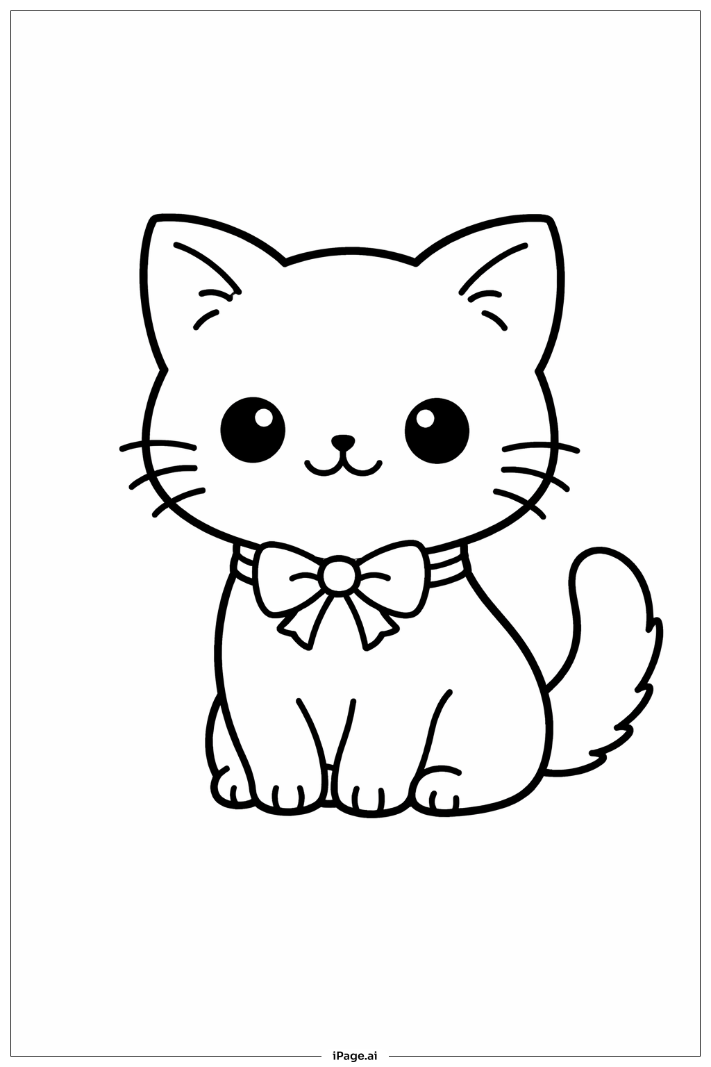 Kitty Cat With Ribbon Coloring Page