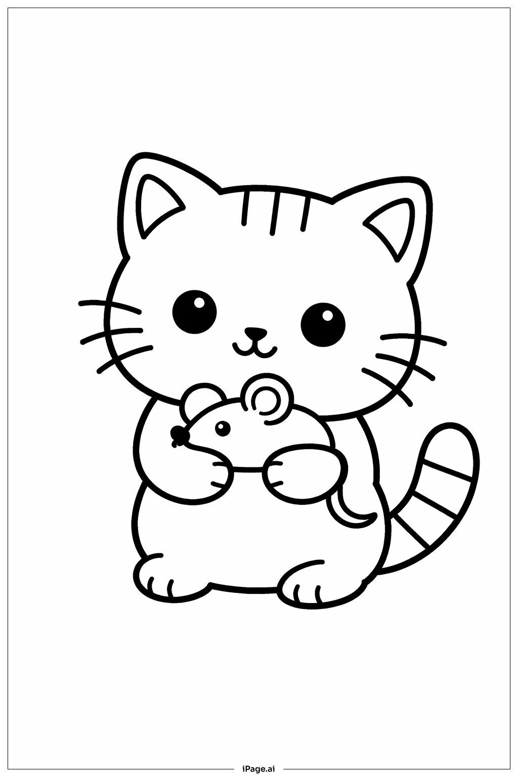 Kitty Cat With Toy Mouse Coloring Page