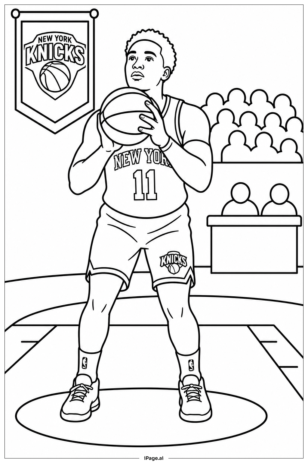 Página para colorir de Cena de Lance Livre dos Knicks