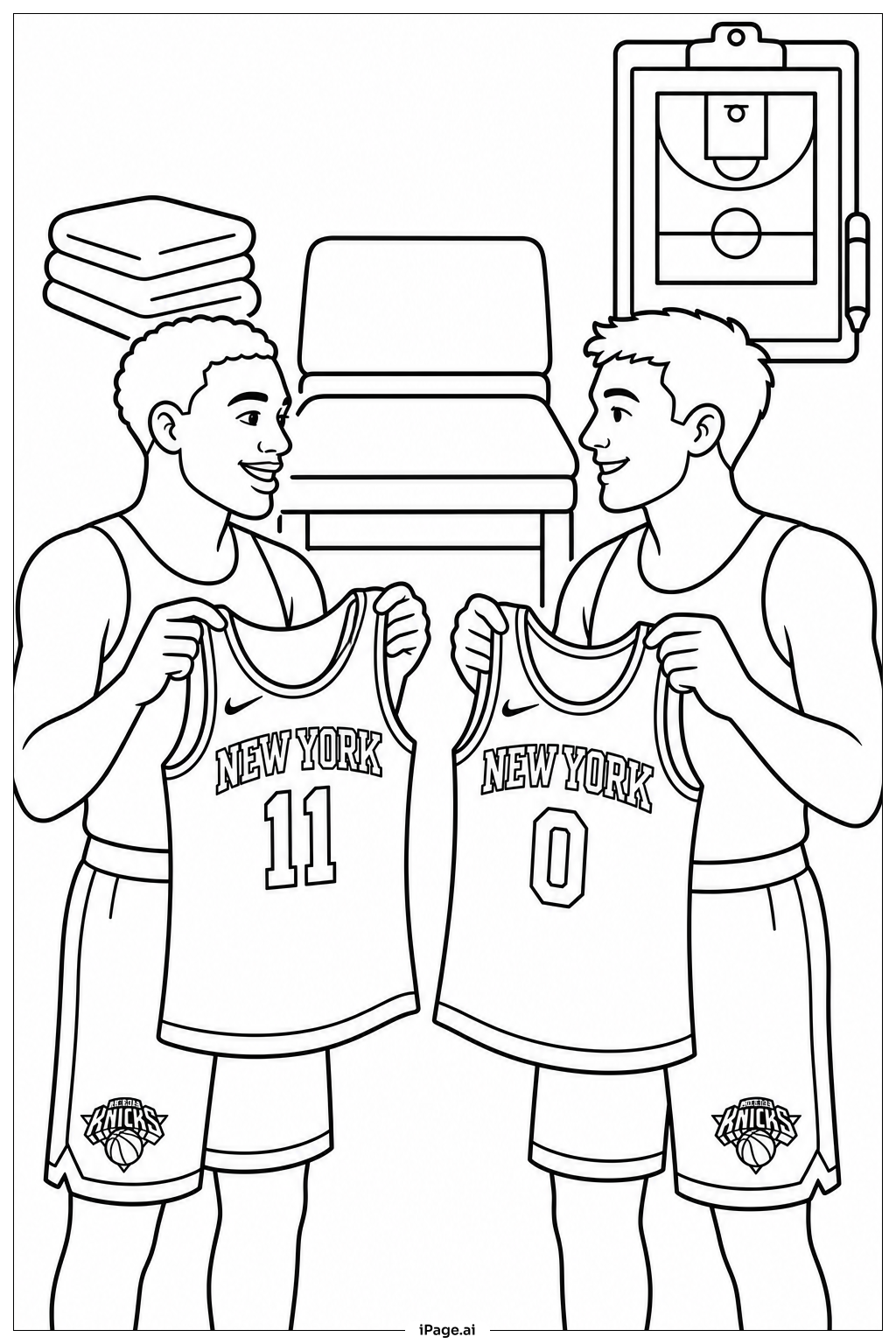  Página para colorir de Momento de Troca de Camisa dos Knicks 